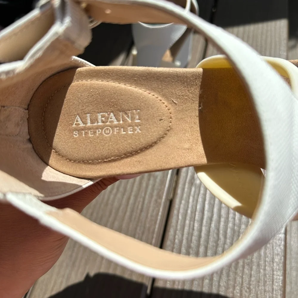 Alfani White and Cream Wedge Sandals for Women Strappy Open Toe - Picture 2 of 9